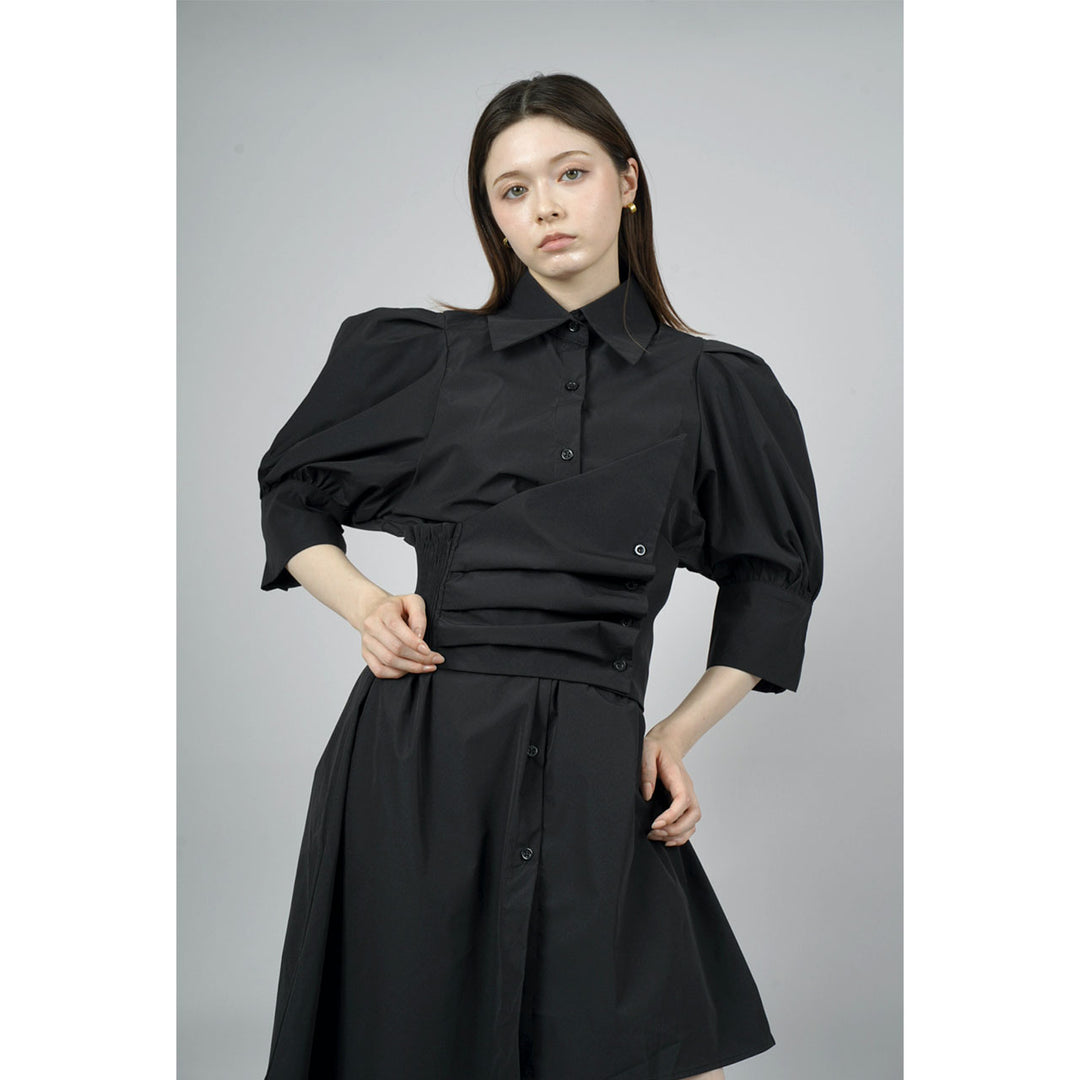 Waist slim waist belt shirt onepiece