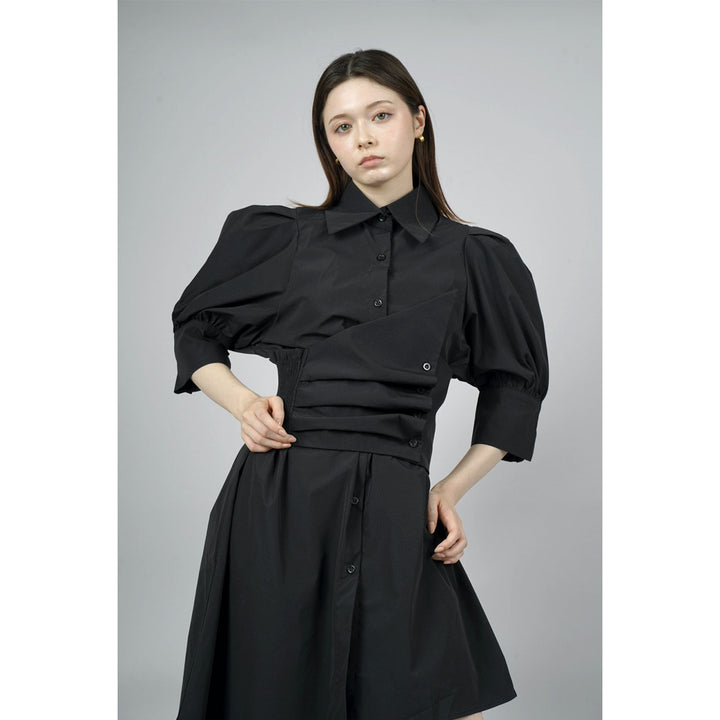 Waist slim waist belt shirt onepiece