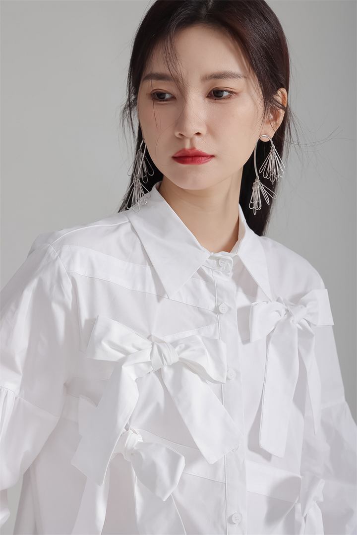 Ribbon design french elegant shirt