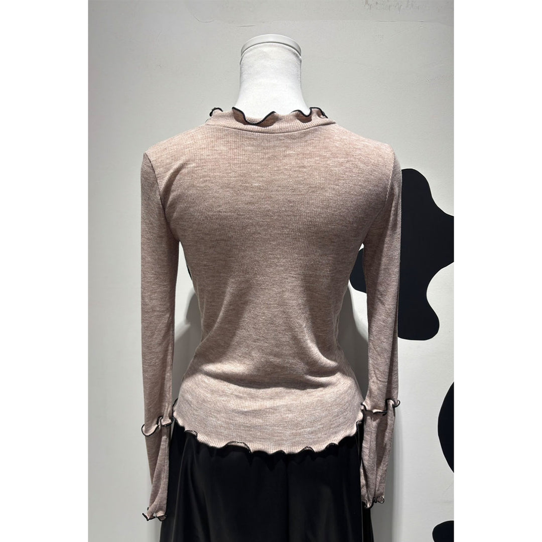 Rib Mellow Ribbon Tops Front ribbon / Big ribbon / Sleeve ribbon