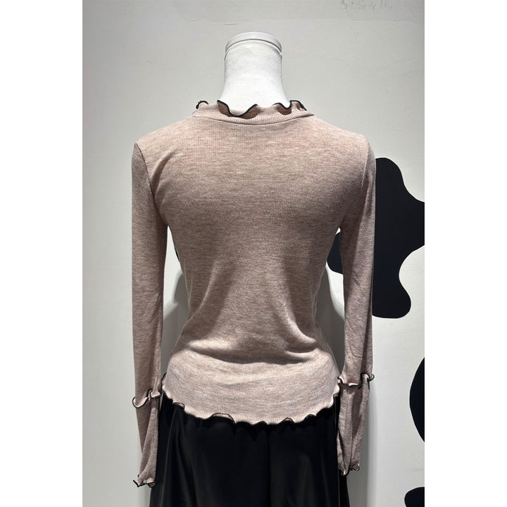 Rib Mellow Ribbon Tops Front ribbon / Big ribbon / Sleeve ribbon