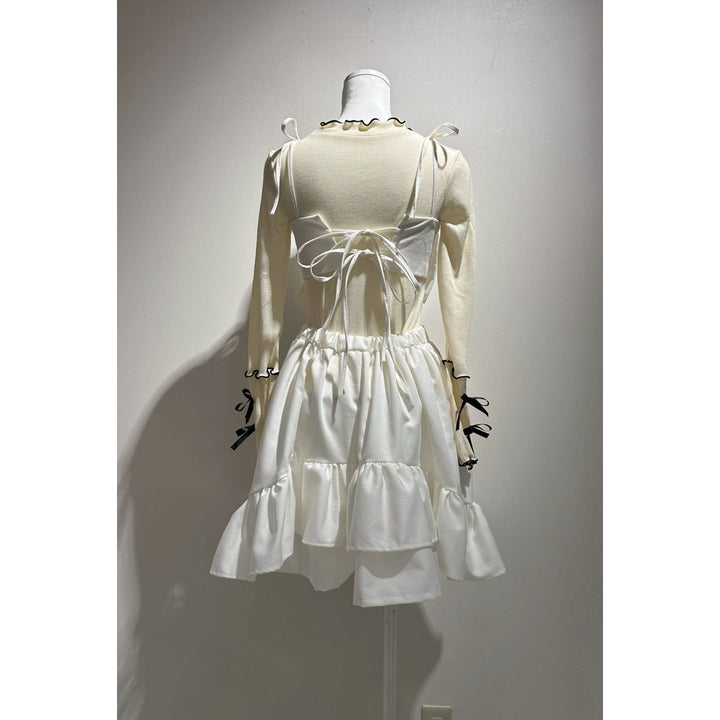 Asymmetry Volume Frill Ribbon Mini Skirt