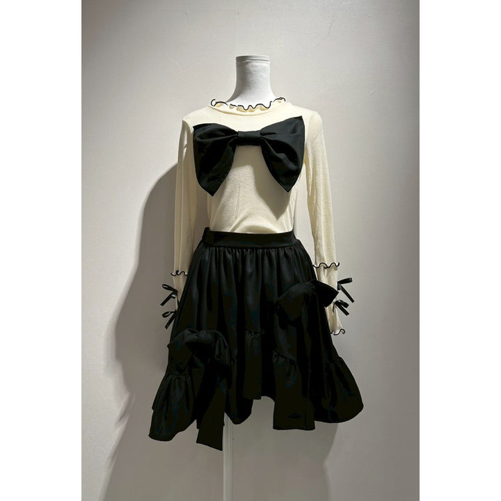 Asymmetry Volume Frill Ribbon Mini Skirt