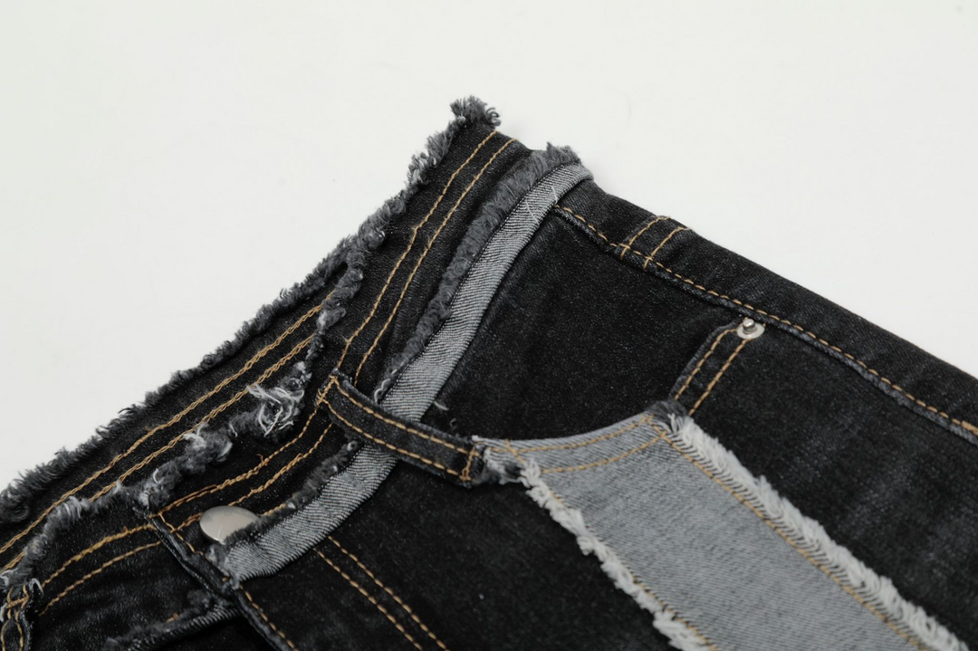 Cross Patchwork Flare Denim Jeans