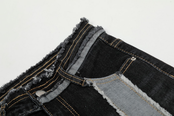 Cross Patchwork Flare Denim Jeans