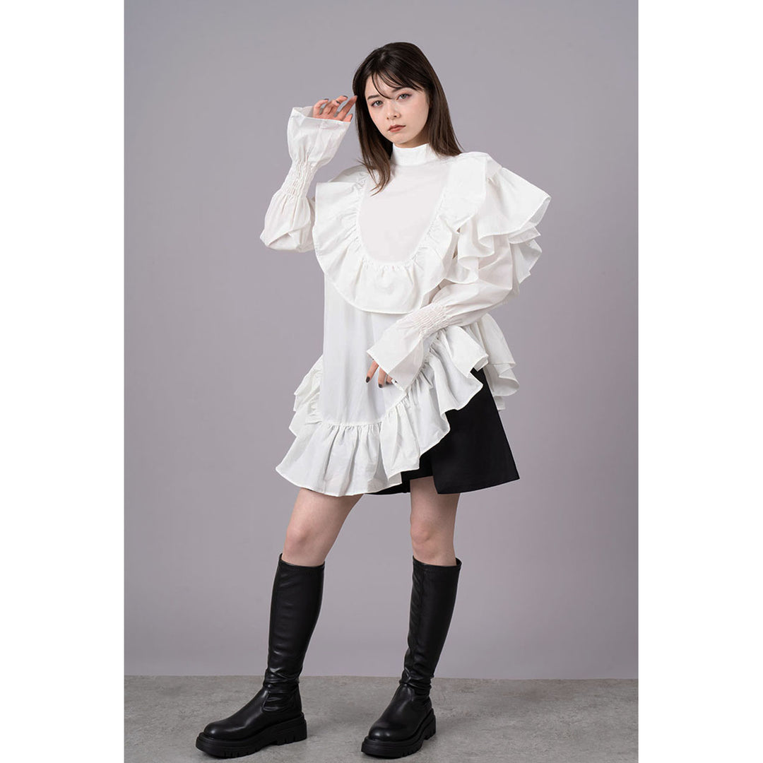 Asymmetry Shirring Tops