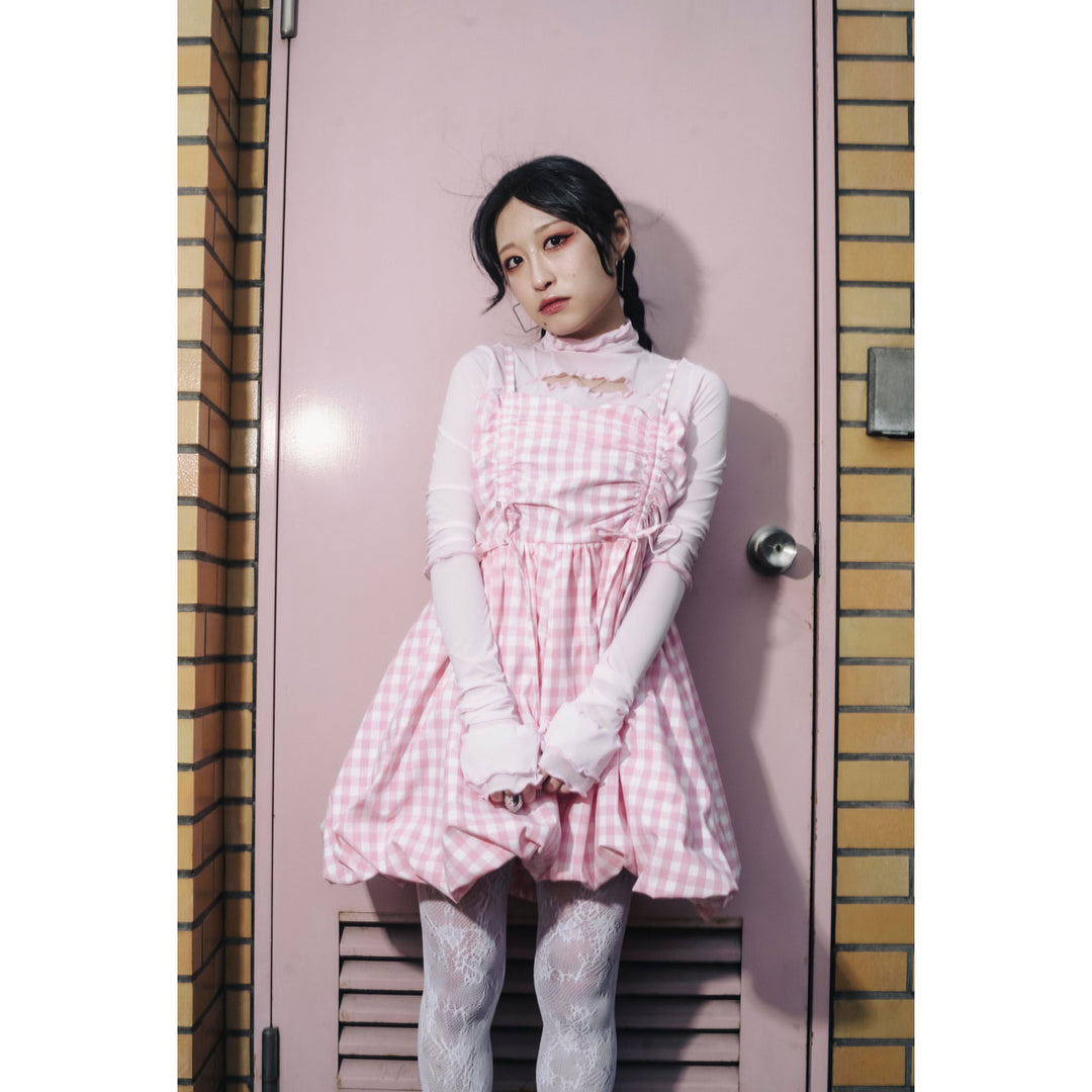 Shirring Tuck Balloon Mini Onepiece