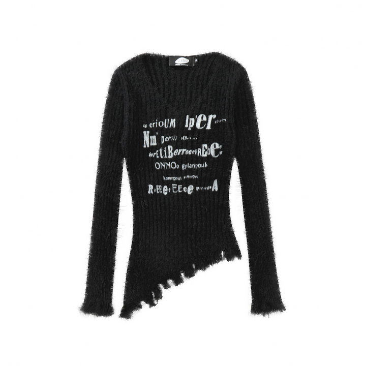 Asymmetry Logo Print Tops