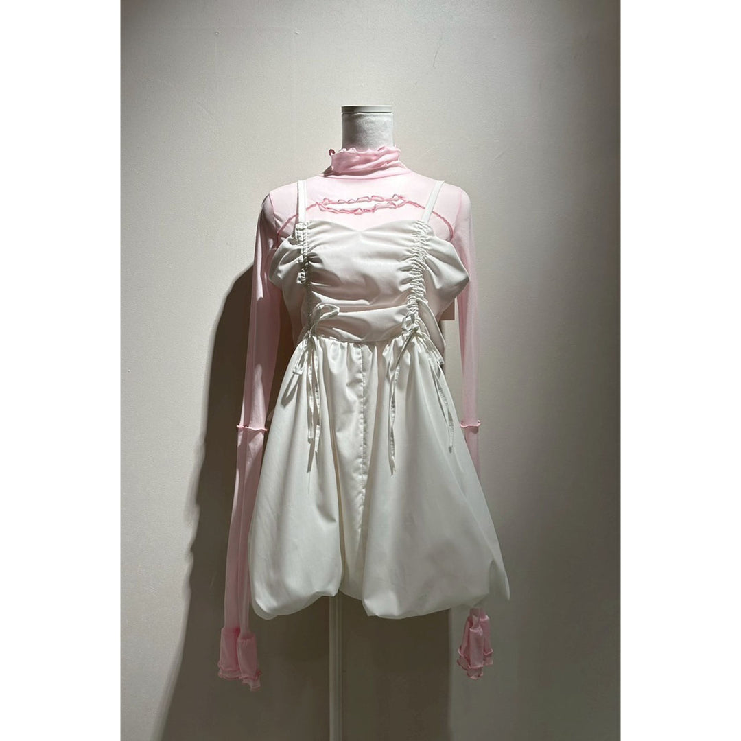 Shirring Tuck Balloon Mini Onepiece