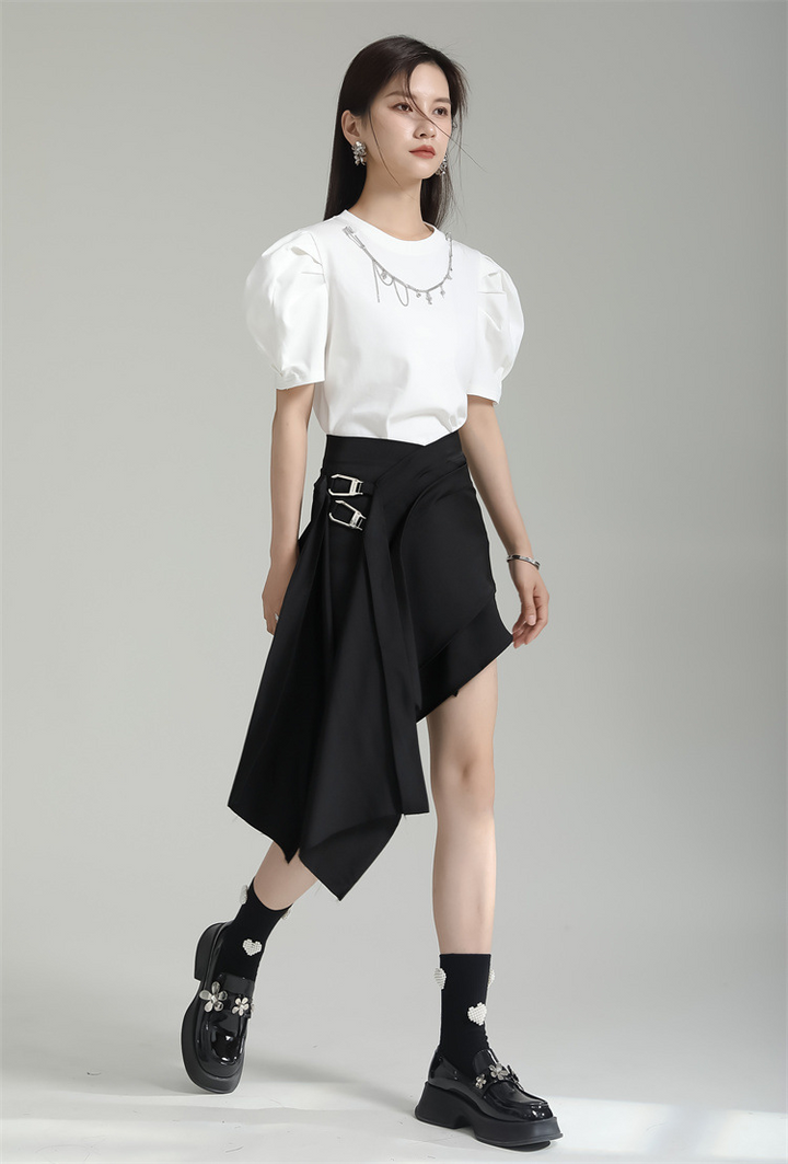 Asymmetry Length Drape Mini Skirt