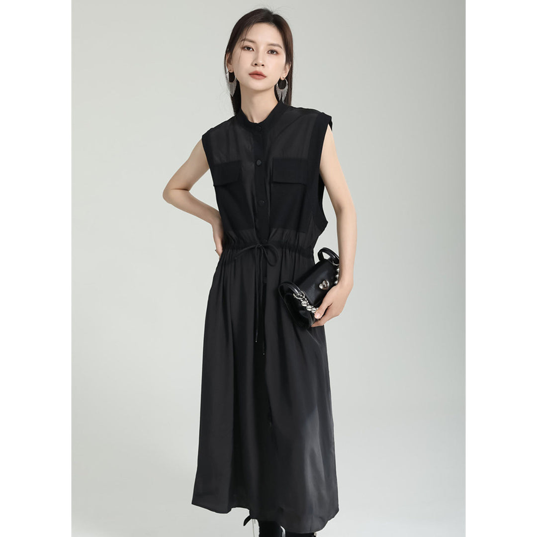 Waist Gathered Sleeveless Onepiece