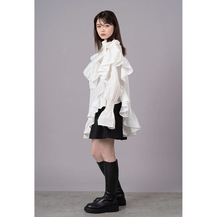 Asymmetry Shirring Tops