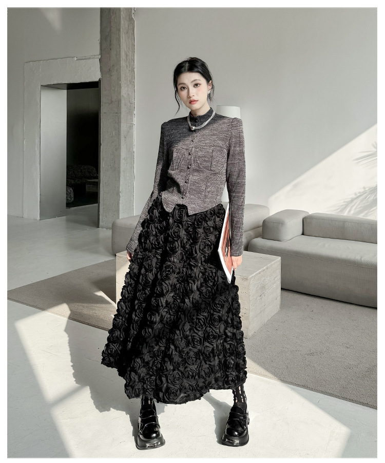 Flower volume A-line skirt