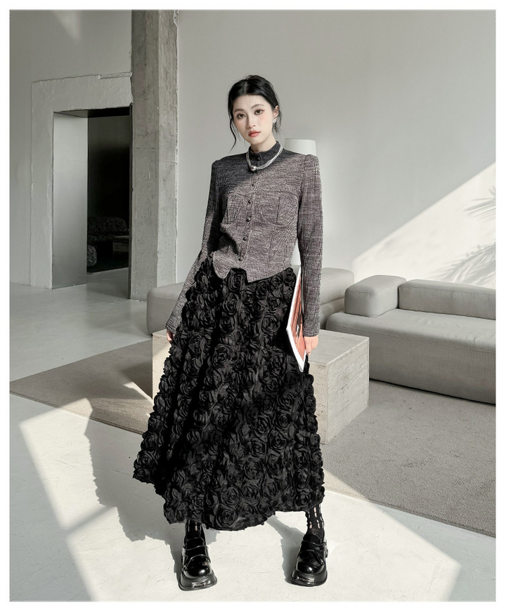 Flower volume A-line skirt