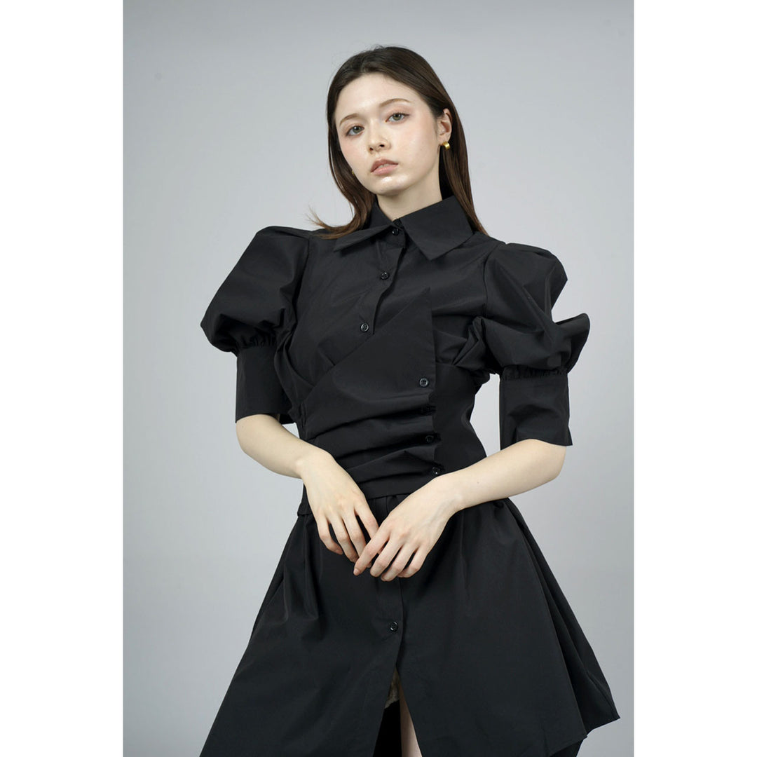 Waist slim waist belt shirt onepiece