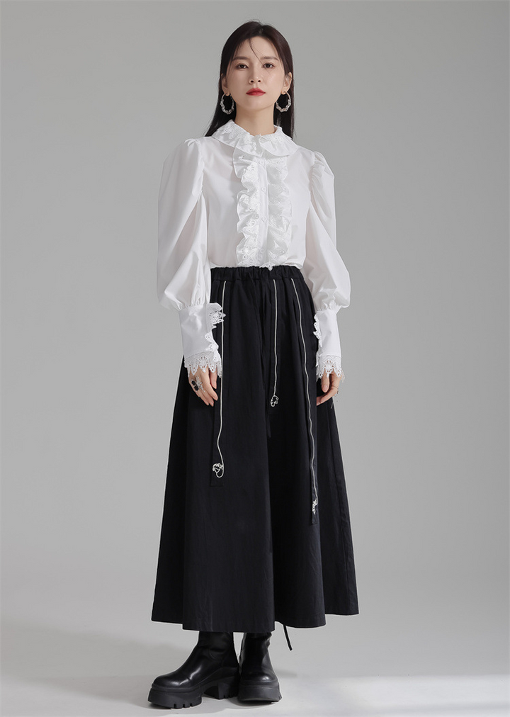 Retro lace flower collar shirt