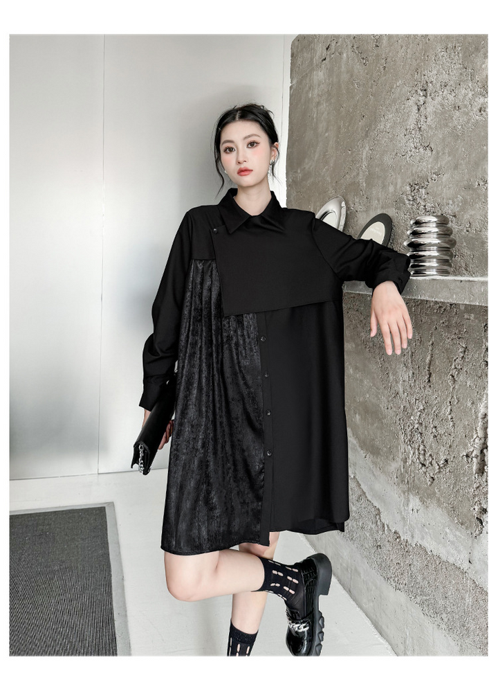 Pleated patchwork velor onepiece