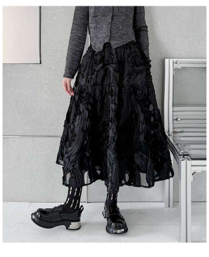 Three-dimensional pattern western a-shaped skirt