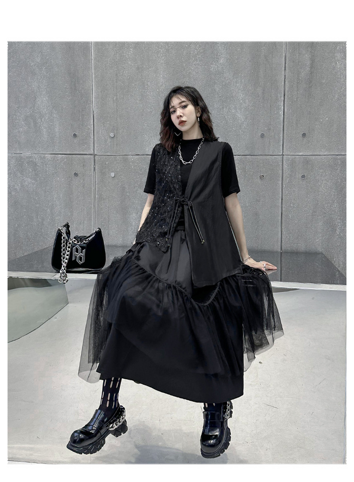 Suspender tulle flare skirt