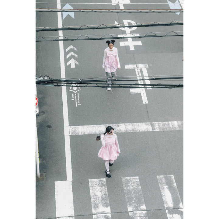 Front ribbon sleeveless onepiece (Beige Check) ¥8,980 / ¥9,480