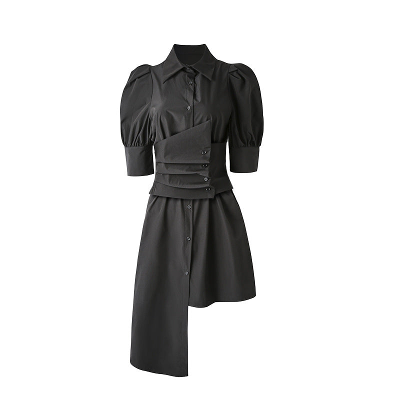 Waist slim waist belt shirt onepiece