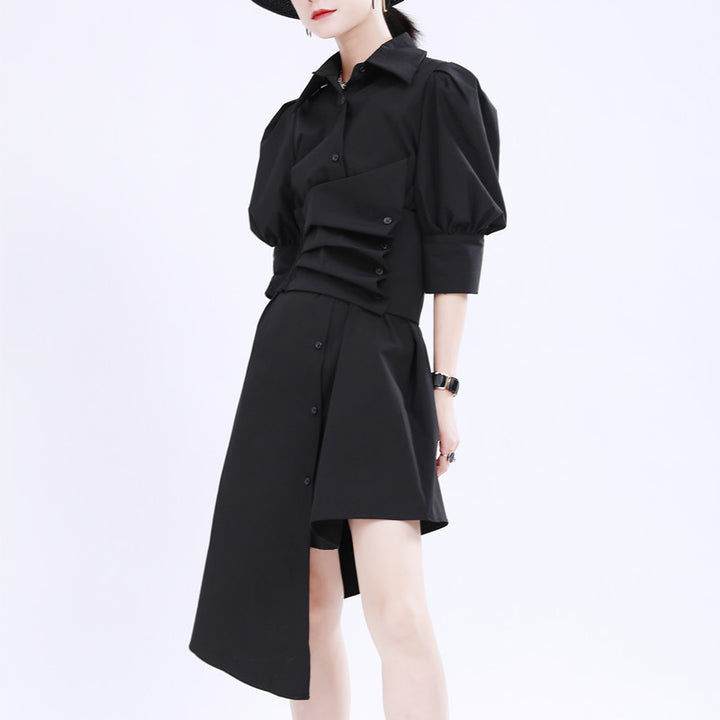 Waist slim waist belt shirt onepiece