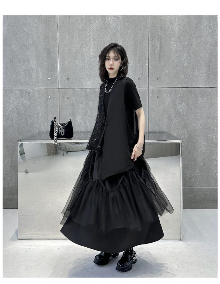 Suspender tulle flare skirt