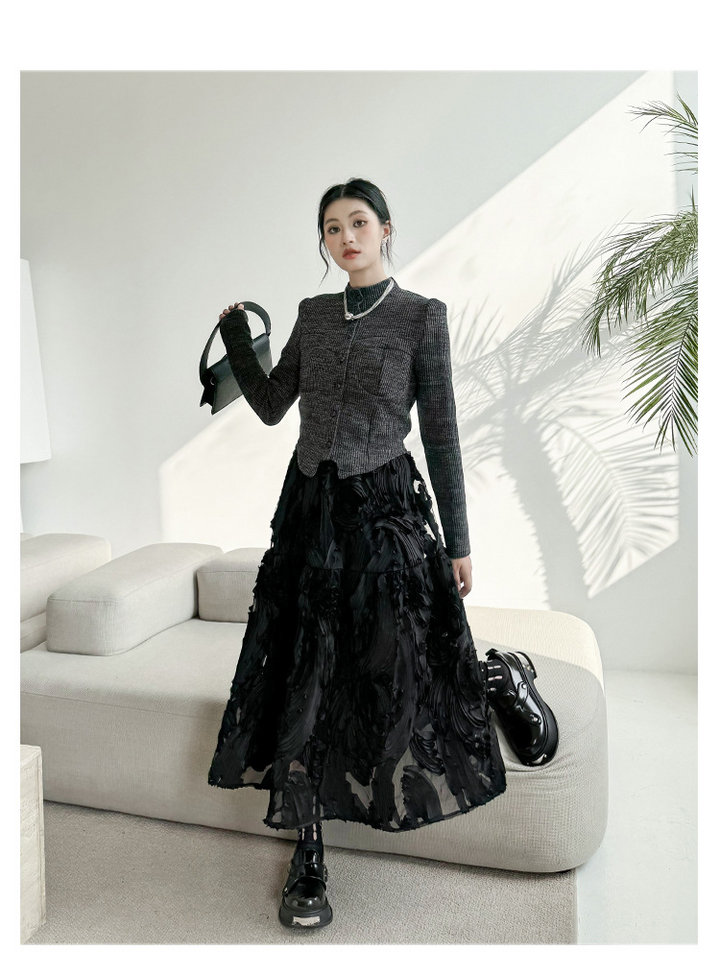 Three-dimensional pattern western a-shaped skirt