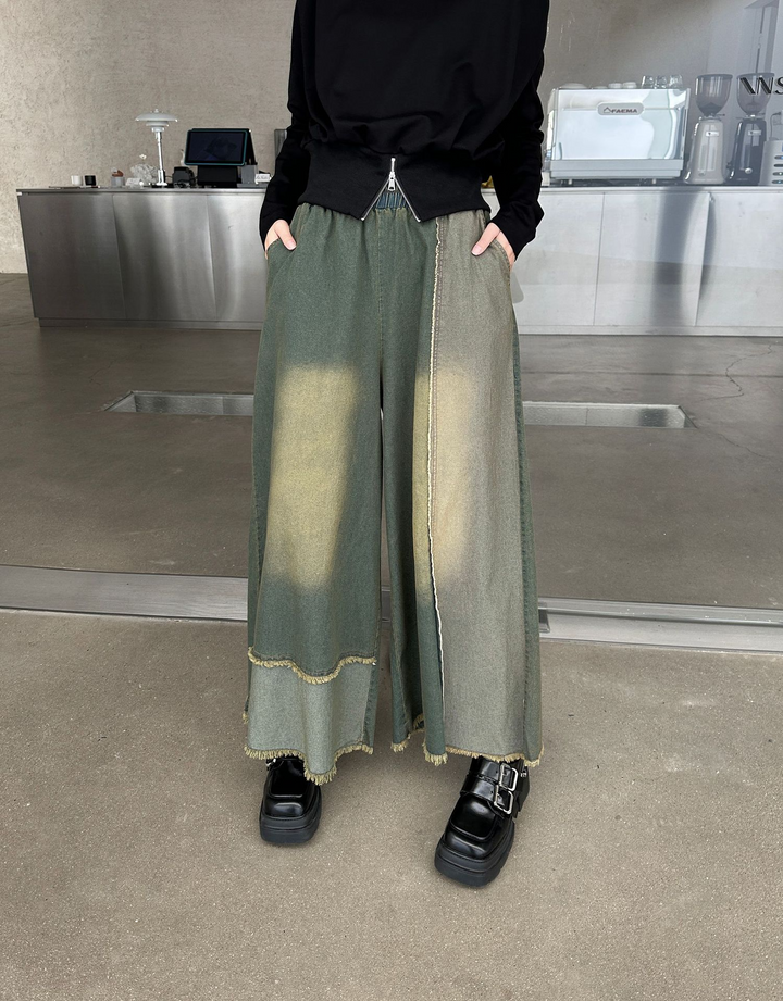 American style drape contrast denim