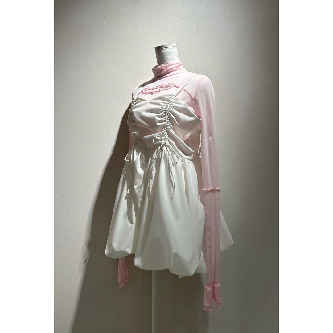 Shirring Tuck Balloon Mini Onepiece