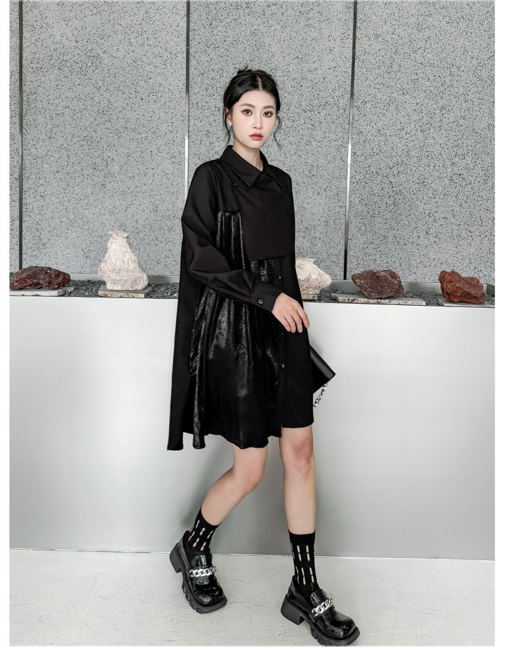 Pleated patchwork velor onepiece