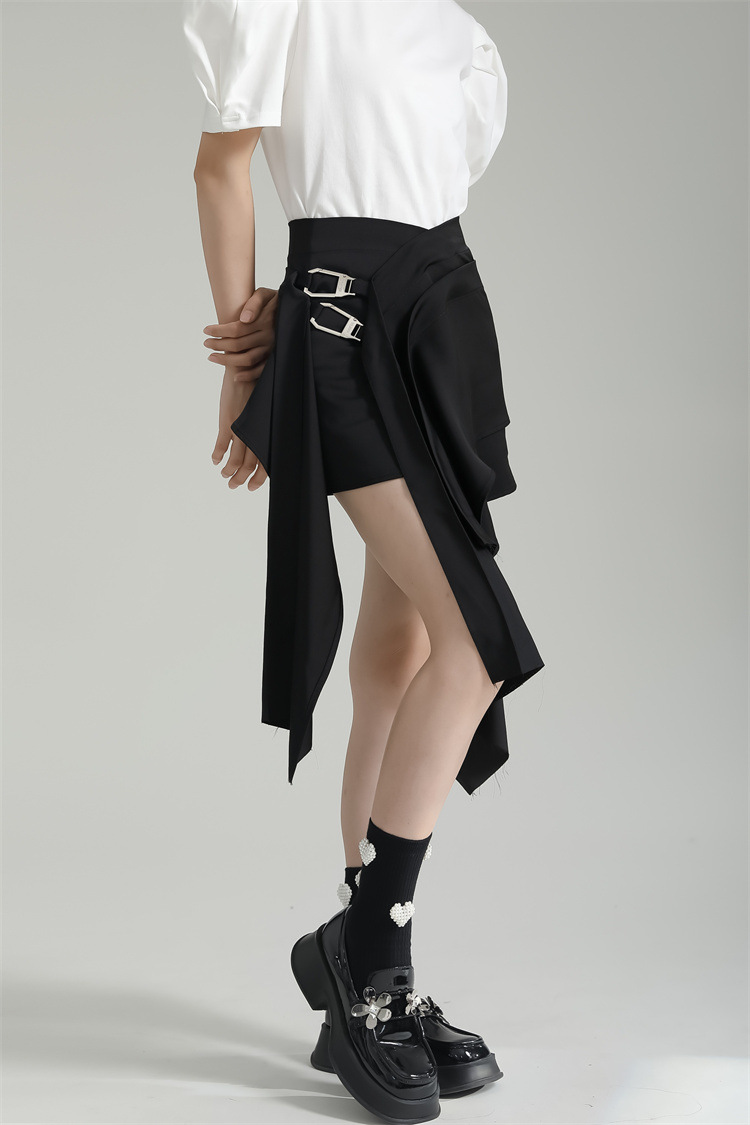 Asymmetry Length Drape Mini Skirt