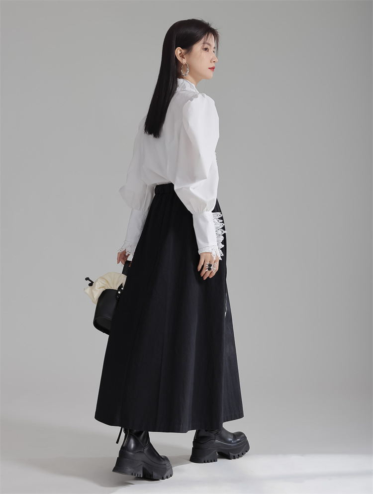 Retro lace flower collar shirt