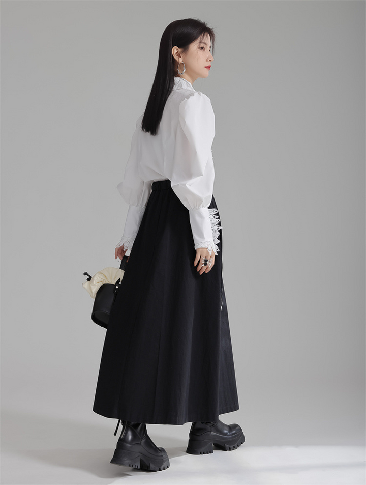 Retro lace flower collar shirt