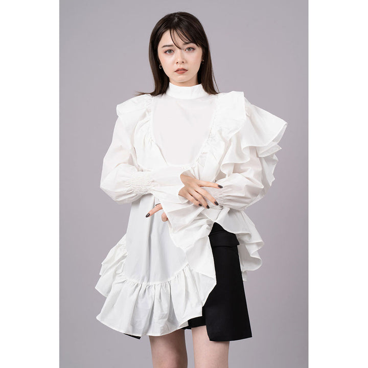 Asymmetry Shirring Tops