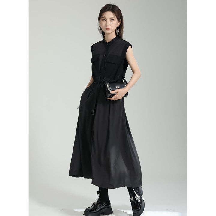 Waist Gathered Sleeveless Onepiece