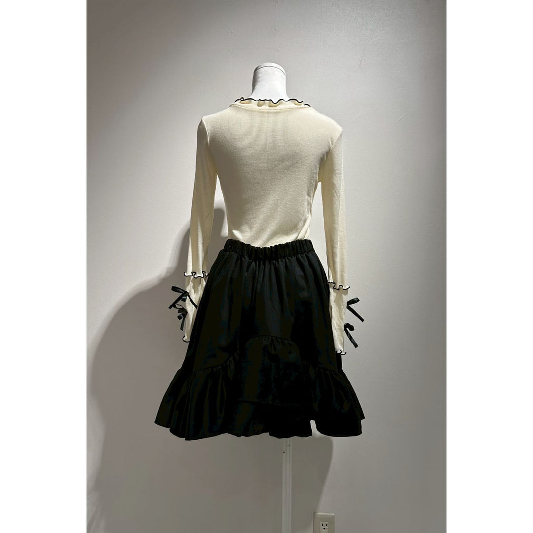 Asymmetry Volume Frill Ribbon Mini Skirt
