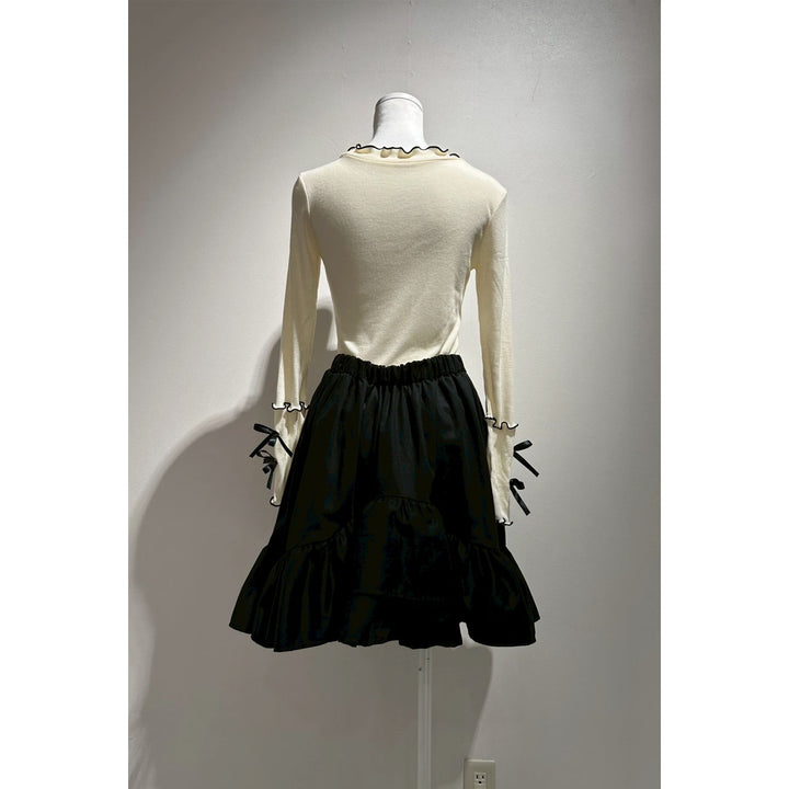 Asymmetry Volume Frill Ribbon Mini Skirt