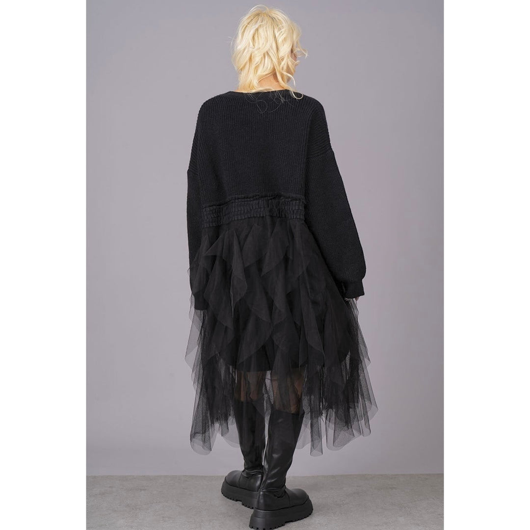 Ruffle Tulle Long Cardigan