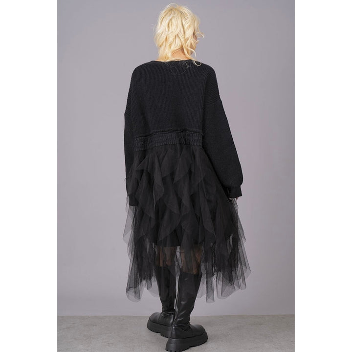 Ruffle Tulle Long Cardigan