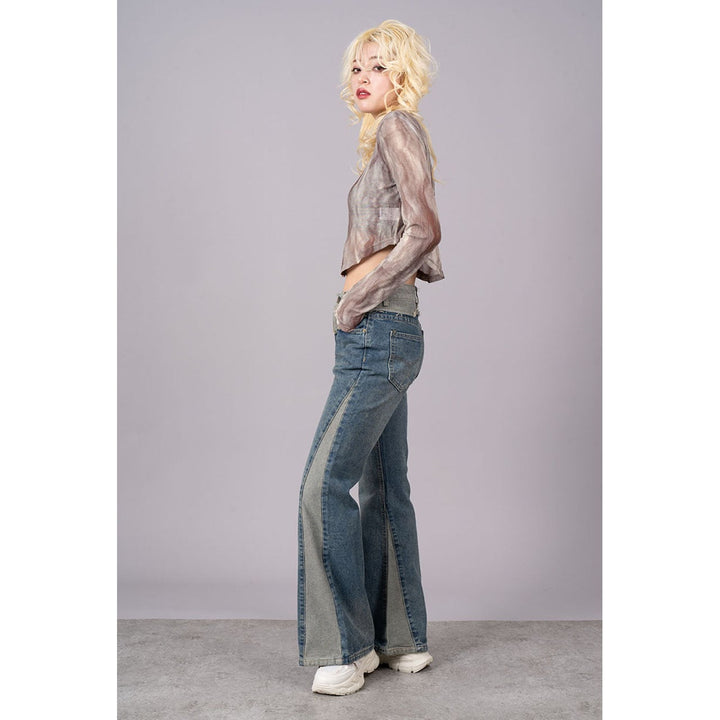 Bicolor Switching Denim Jeans