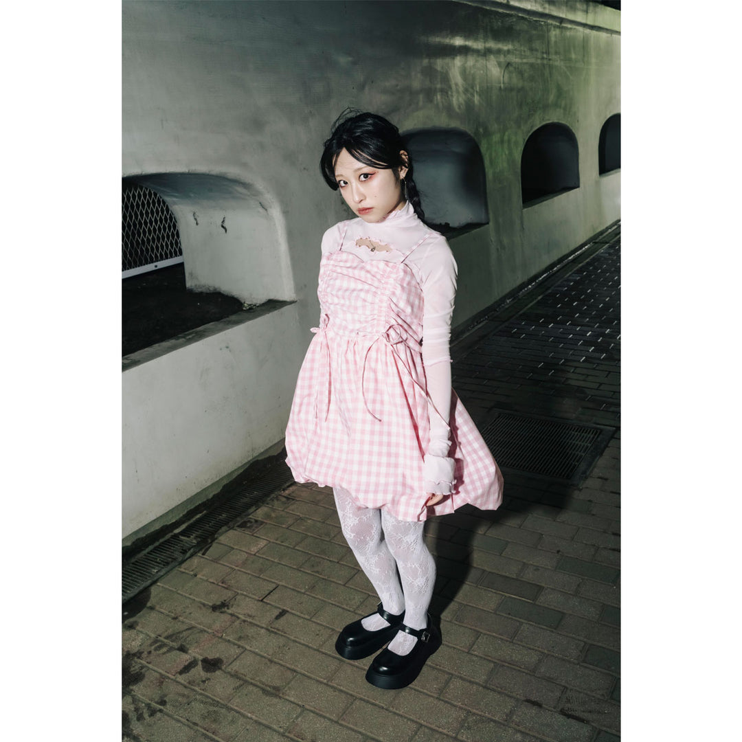 Shirring Tuck Balloon Mini Onepiece