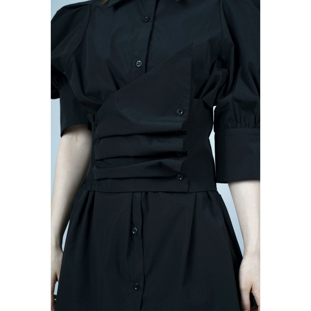 Waist slim waist belt shirt onepiece