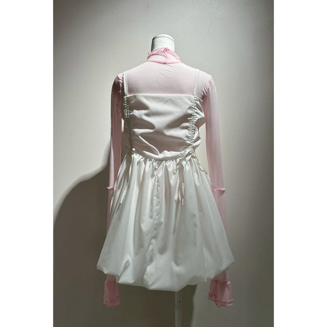 Shirring Tuck Balloon Mini Onepiece