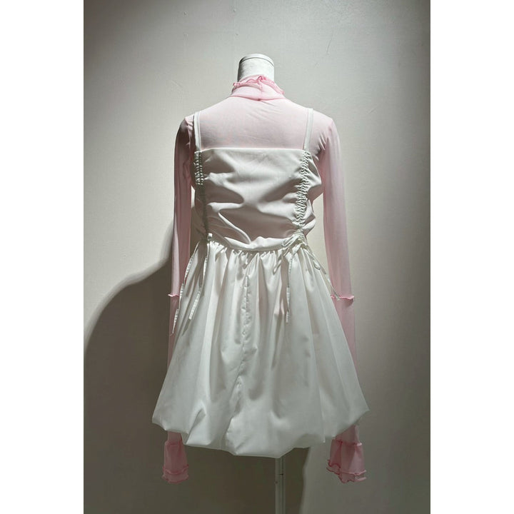 Shirring Tuck Balloon Mini Onepiece