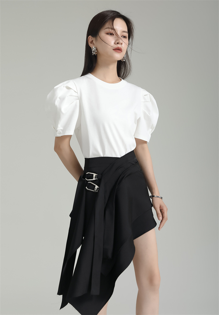 Asymmetry Length Drape Mini Skirt