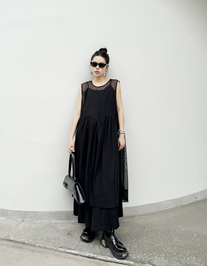 See-through sleeveless dress