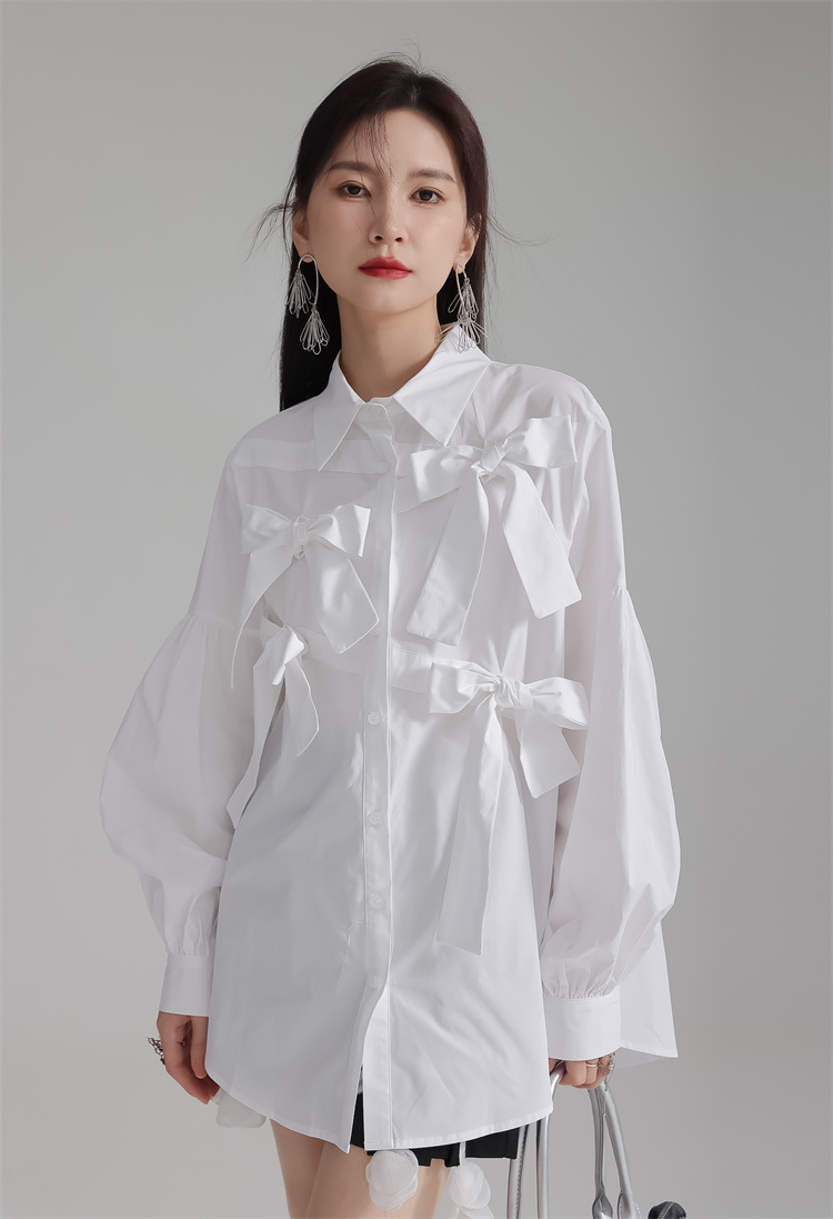 Ribbon design french elegant shirt