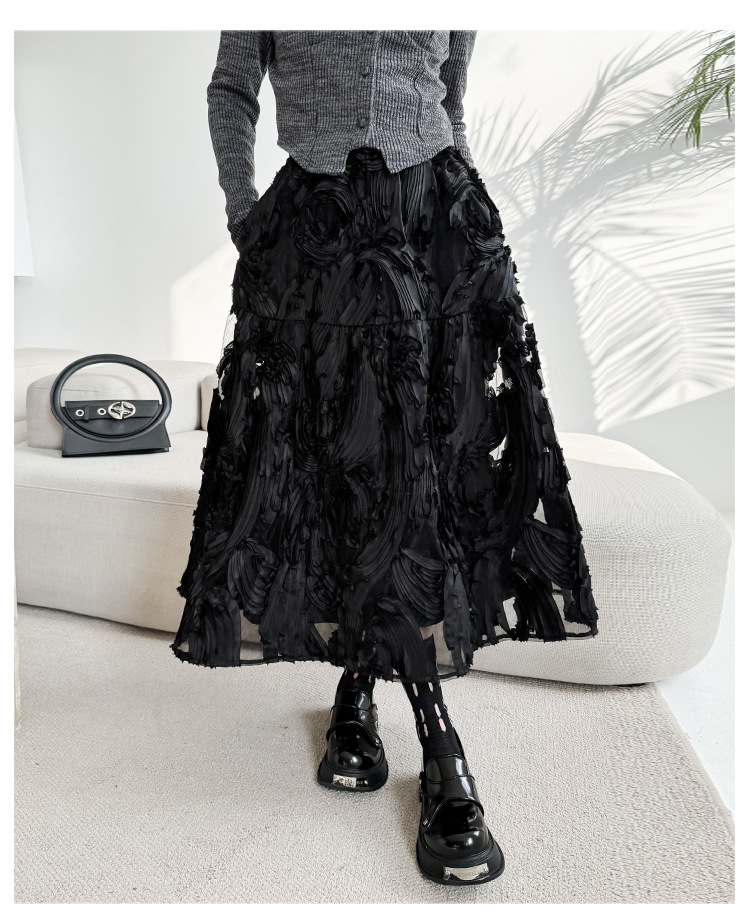 Three-dimensional pattern western a-shaped skirt