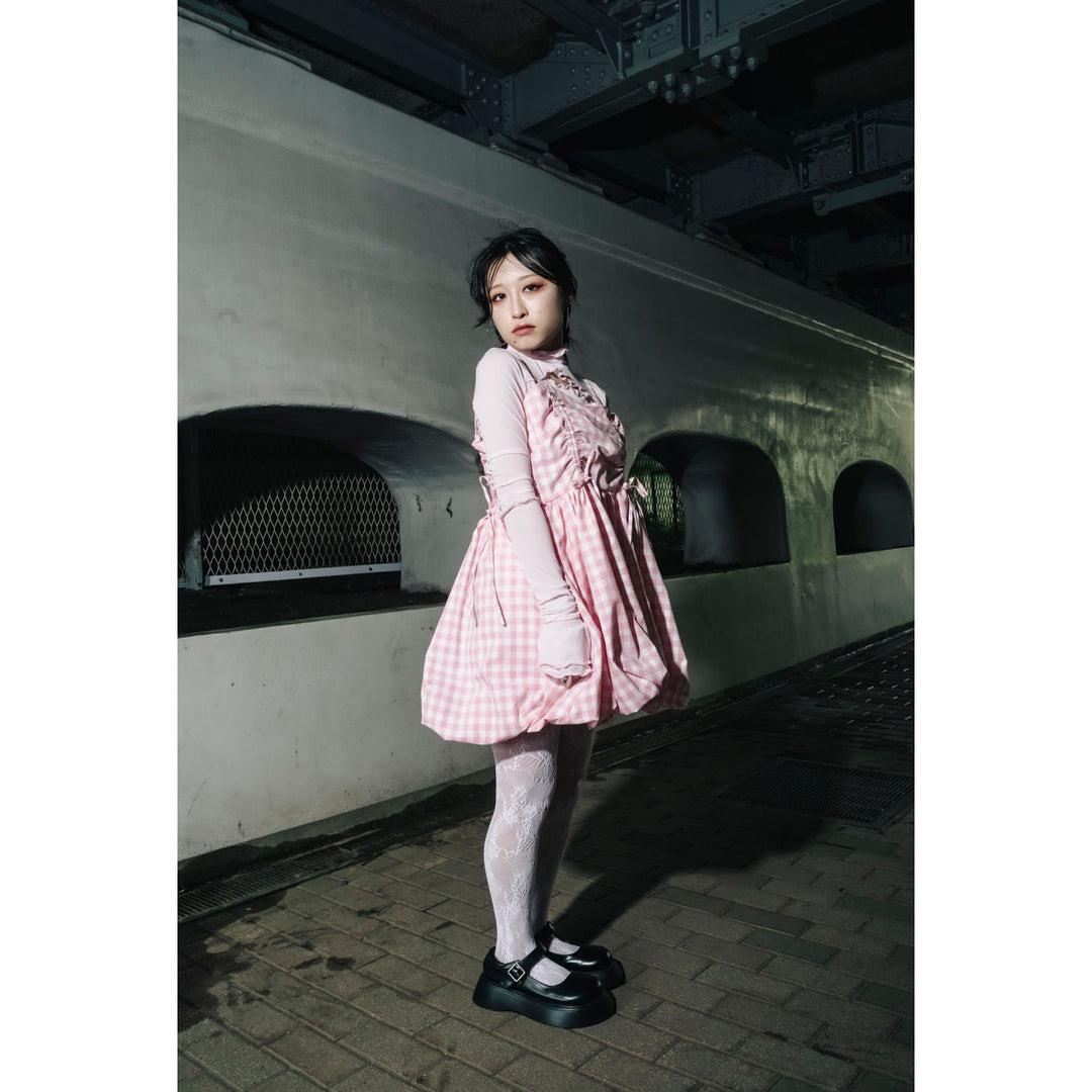 Shirring Tuck Balloon Mini Onepiece